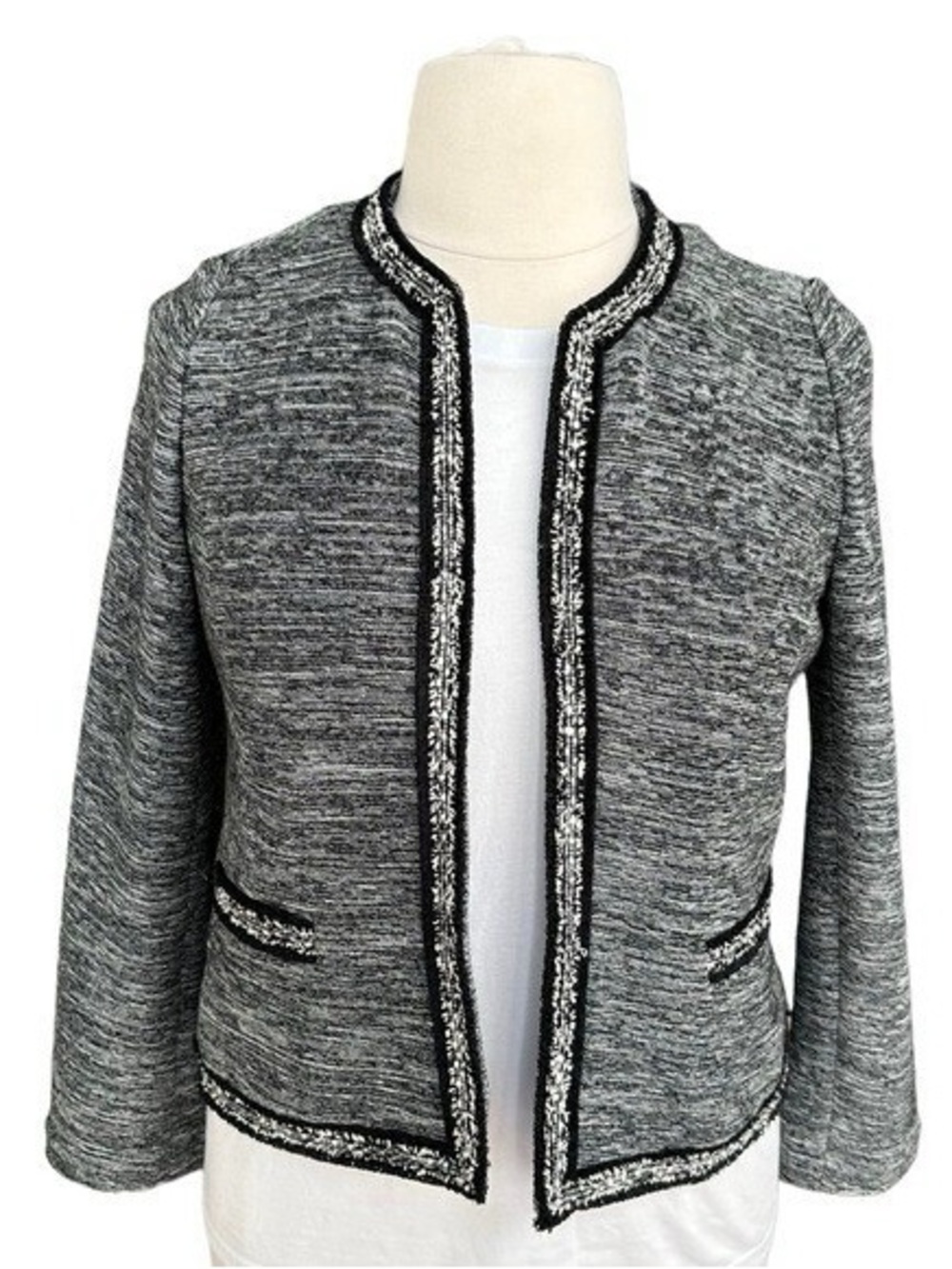 NWT $160 Talbots Petite Women's Open Front Tweed Jacket Cardigan Size Medium